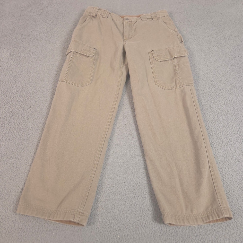 Duluth Trading Co Pants Mens 37x32 Tan Fire Hose Relaxed Fit Cotton Cargo Canvas